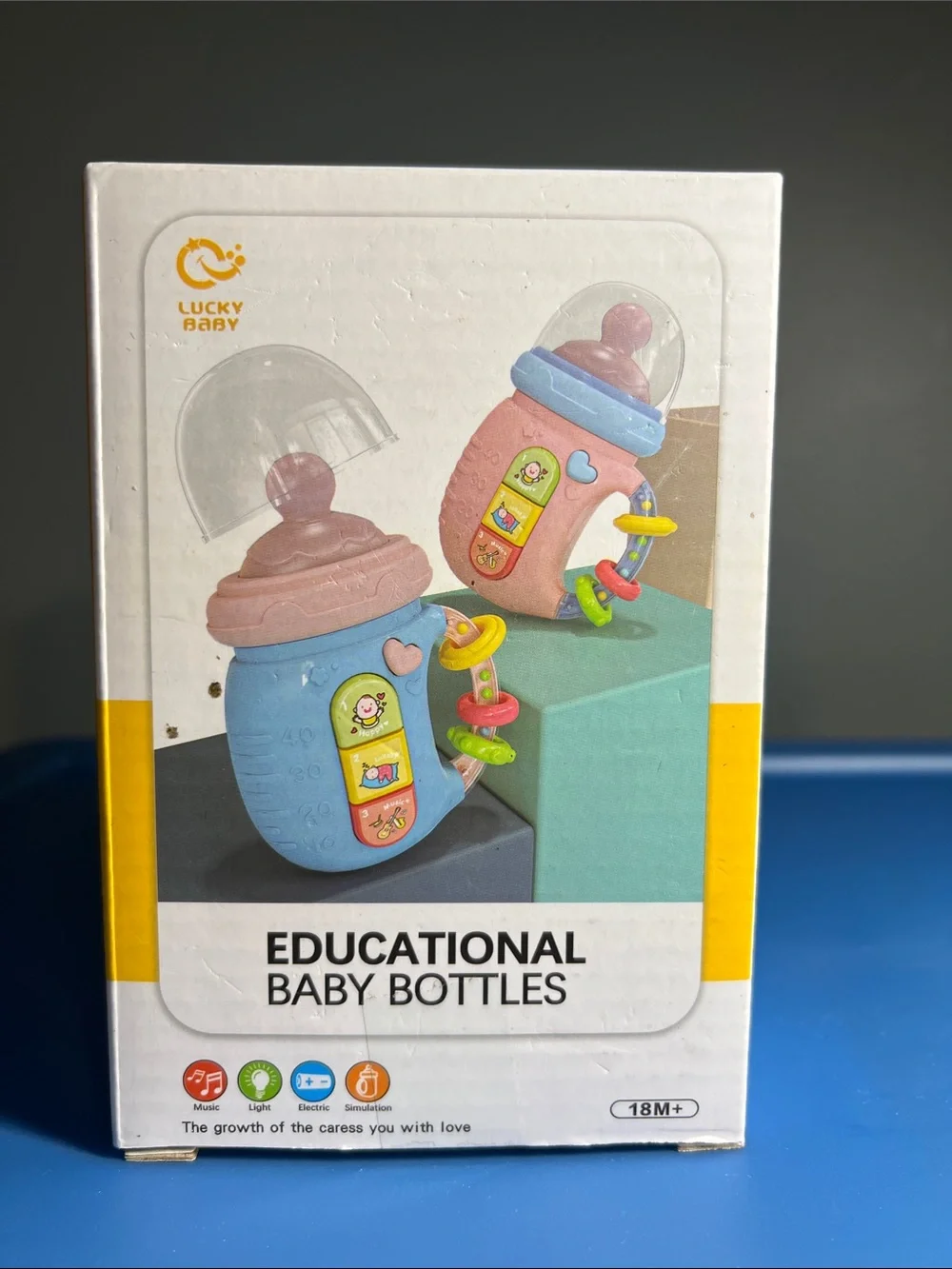 Educational Baby Bottle Toy - Blue & Pink